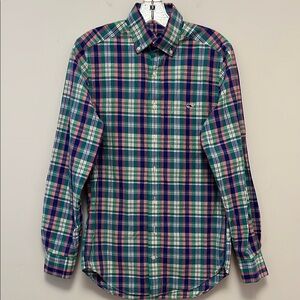 Vineyard Vines Green and Blue Casual Button Down Shirt